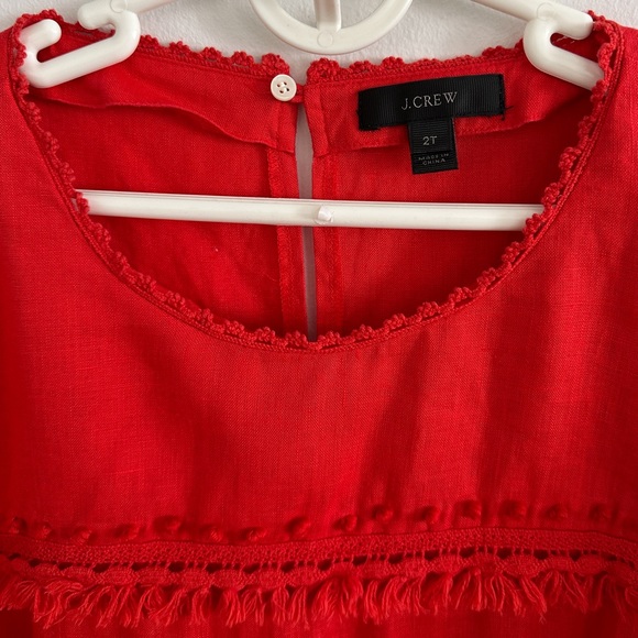 J. Crew Embroidered Red 100% Linen Top Size 2 Tall - Picture 3 of 6